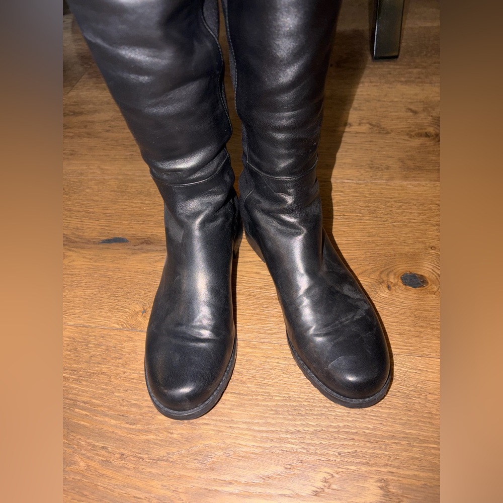 Stuart Weitzman - Black Knee-High Leather Boots - Picture 12 of 16